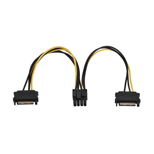 Dobbel SATA hann til 8-pinners hunn PCIe strømadapterkabel 0,2 m