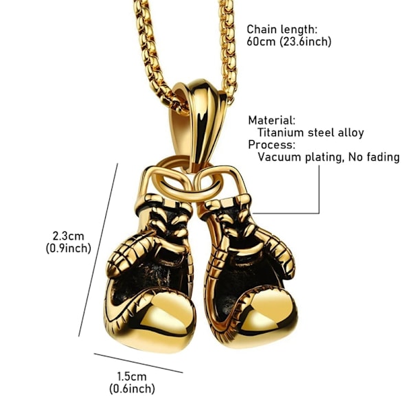 Titan stållegering Mini boxningshandske Halsband Guld färg par