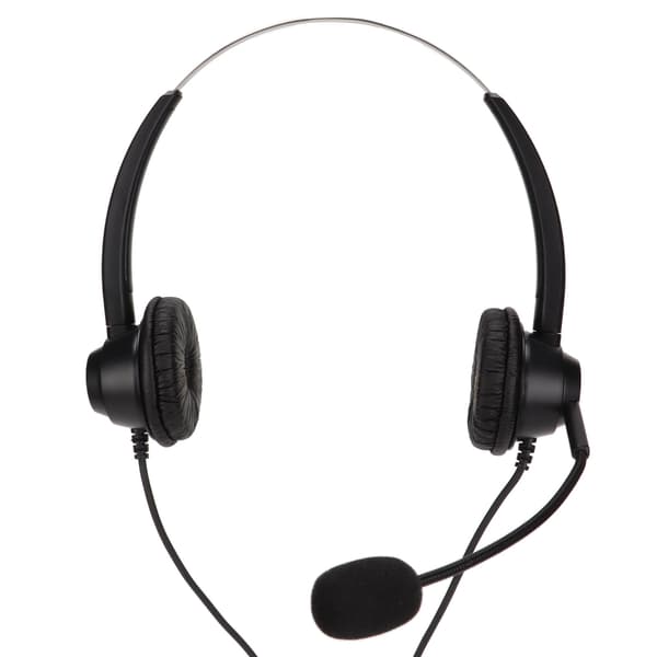 Justerbart Binauralt Telefonheadset Volymkontroll Mikrofon Avstängning