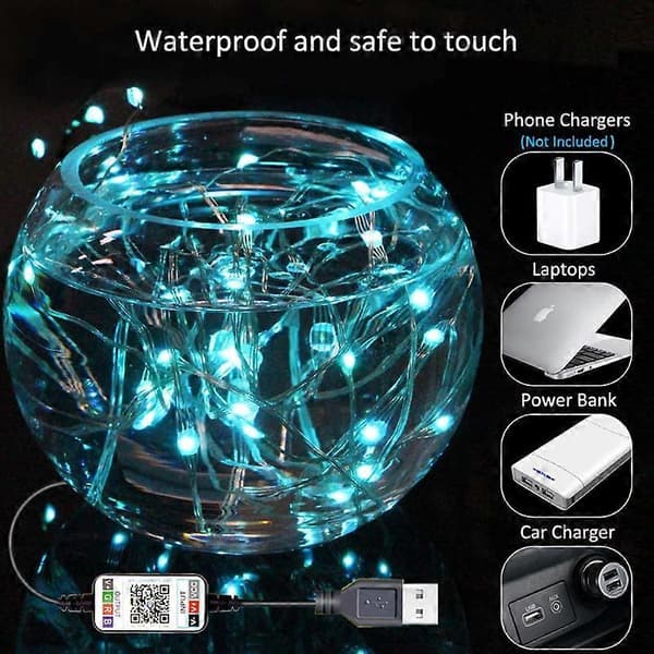 Julgransbelysning LED-ljusslinga bluetooth-app fjärrkontroll 2 meters