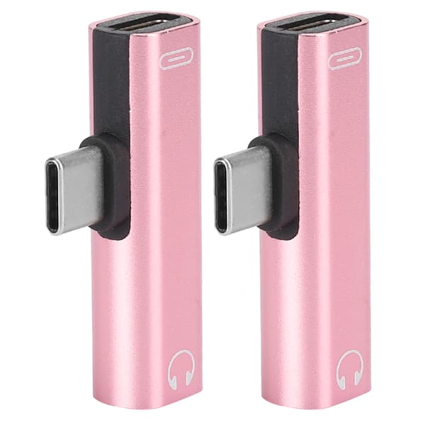 2st Typ C till 3,5 mm Audio Laddare Adapter Headset Splitter Rosa