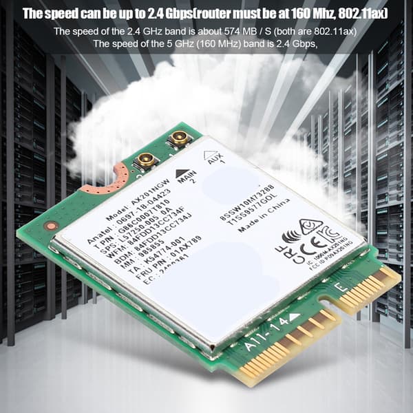 Intel AX201NGW WiFi 6 Gigabit Netværkskort med Bluetooth 5.0 M.2 CNVio2 Interface