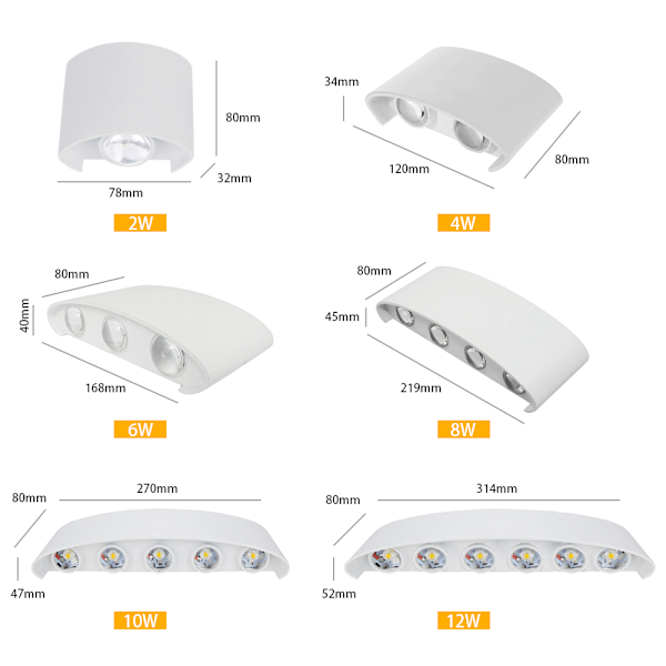 AC85-265V Moderne LED Væglampe: Op/Ned Indendørs Belysning til Soveværelse, Altan, Gang og Trappe