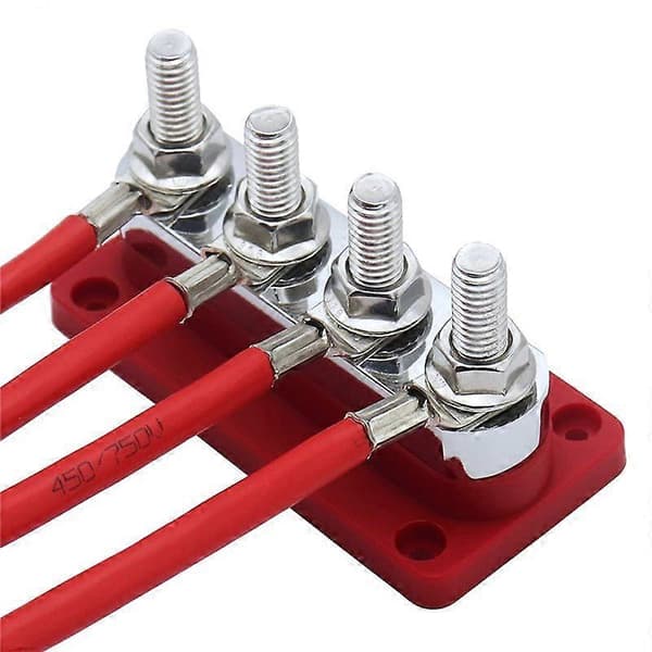 600A samleskinne 4-studs M10 høystrøms kobber samleskinneterminal (rød)