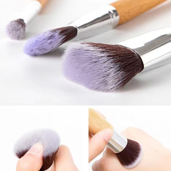 【DENGTU】Easy Application Makeup Brushes, Professional Set Including 11 Pcs, Bamboo Handle and Synthetic Fiber, Comfortable Grip, Precise Control, Soft