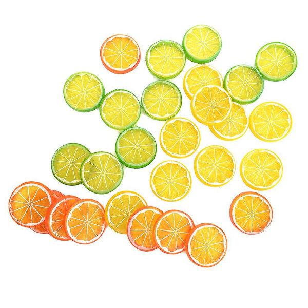 30 stk Simulering Citronskiver Simulering Frugtskiver Kunstig citronskive Falske citronskiver Til fest Køkken Bryllupsdekoration