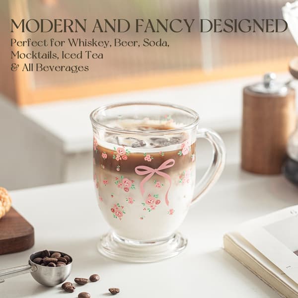 Topak rosa Irish coffee-muggar med rosett - perfekt för iskaffe