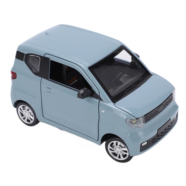 Blå 1/24 Skala Legering Die Cast Mini EV Modellbil med Infällbart Tak Resväska Leksak för Barn Över 3 År