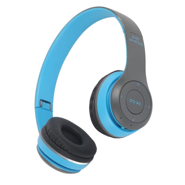 Bluetooth-headset vikbart tung bas trådlöst sportheadset för studenter vuxna hemmakontor skola blå