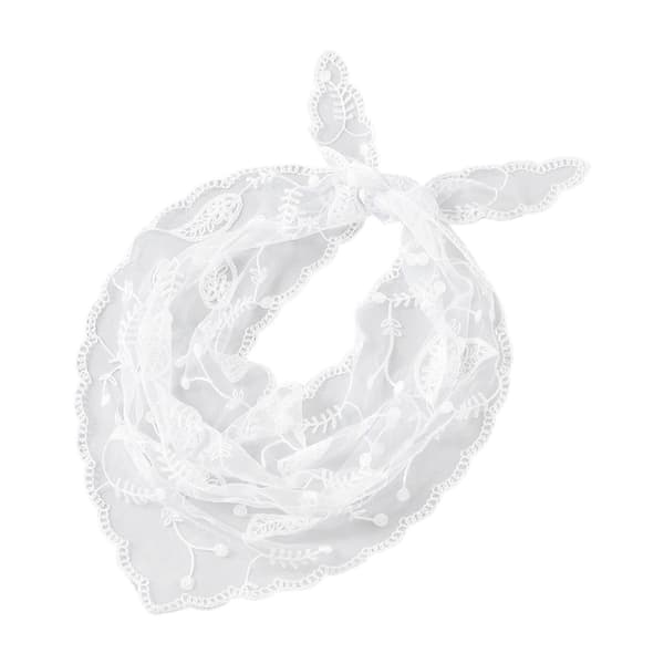 Multifunksjonelt blondeskjerf, hodeplagg eller håndleddsdekor for damer, mykt polyesterhodeplagg, elegant hårtilbehør, hvit[dt] White