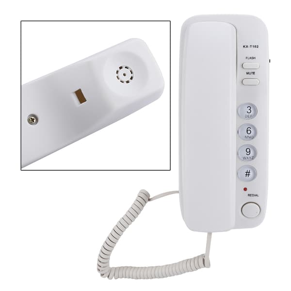 Väggmonterad telefonförlängningssladd för hotell och hem, vit