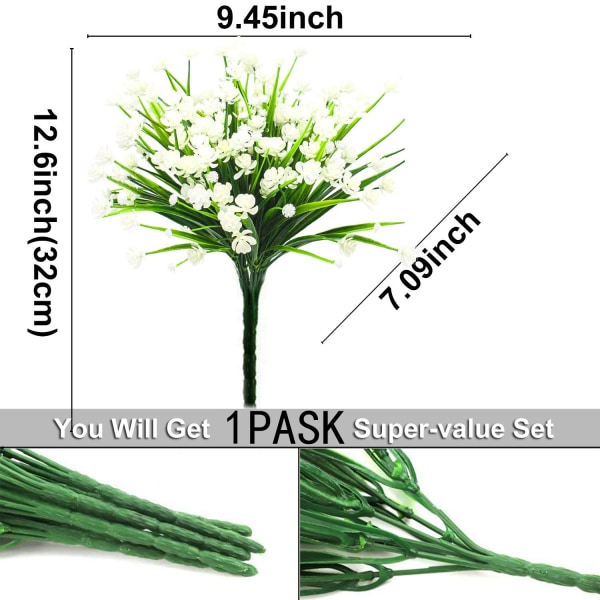 4 st utomhus konstgjorda falska blommor buskar Uv-resistenta växter white