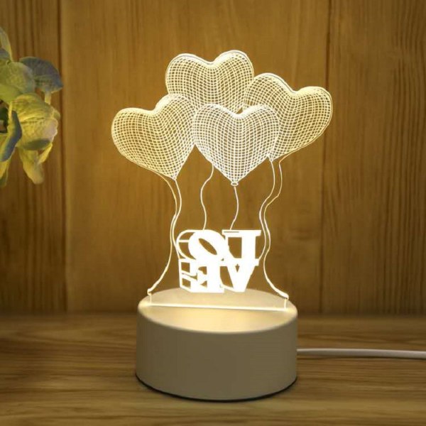 3D Nattlampa Smart Home Creative Barn presentbordslampa Charging three colors love balloon