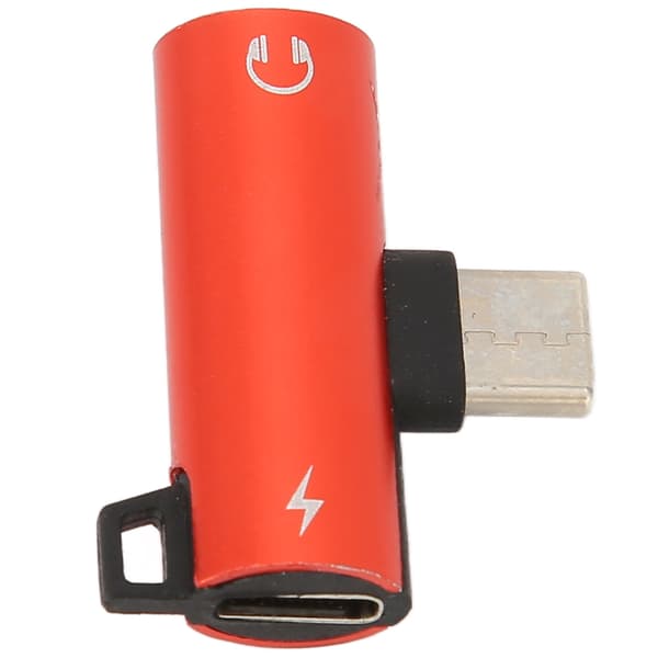 Type C til 3,5 mm hodetelefonadapterlader 2 i 1 HIFI Audio PD Hurtiglading Rød