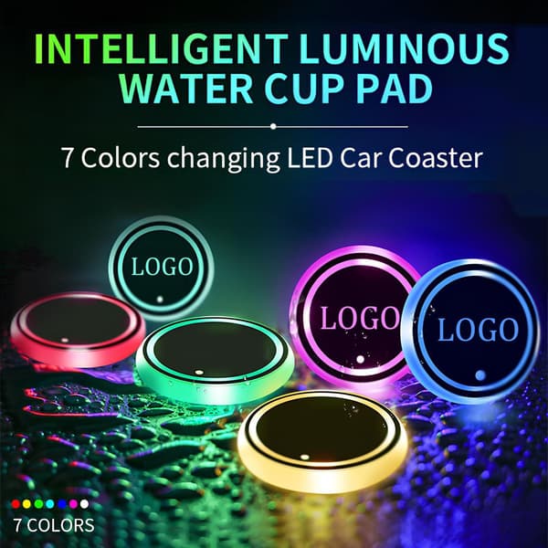 【DENGTU】Tilpassede LED-bilunderlag med logo - 7 farver Personlige kopholderlamper - Coolt tilbehør til biler