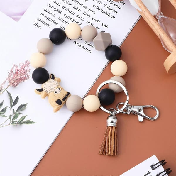 [DT]Highland Cattle Nyckelring Armband Nyckelring Hänge Väskberlocker Presentförpackning