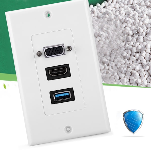 3 Port VGA HDMI USB 3.0 Väggmonteringspaneladapter