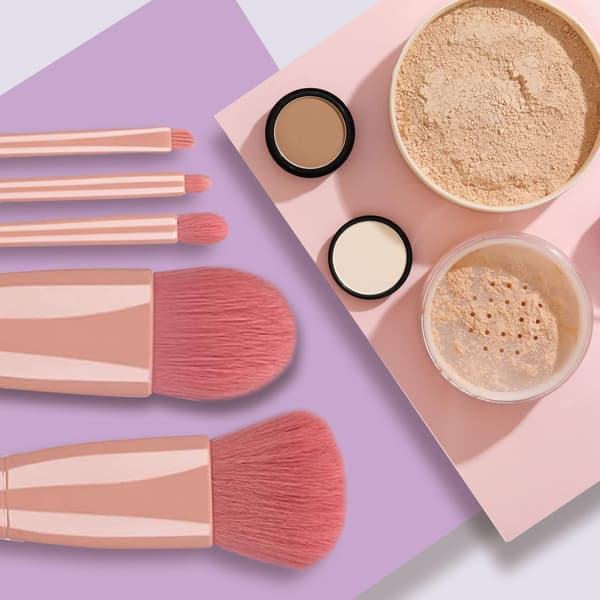 【DENGTU】5-pak makeupbørstesæt med spejlboks, bløde makeupbørster Cosm
