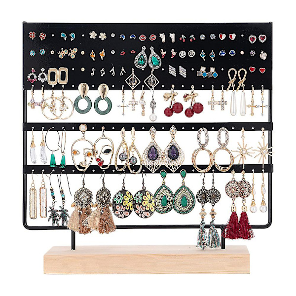 Örhängeställ Display 3-tiers öronnapphållare Smycken Organizer