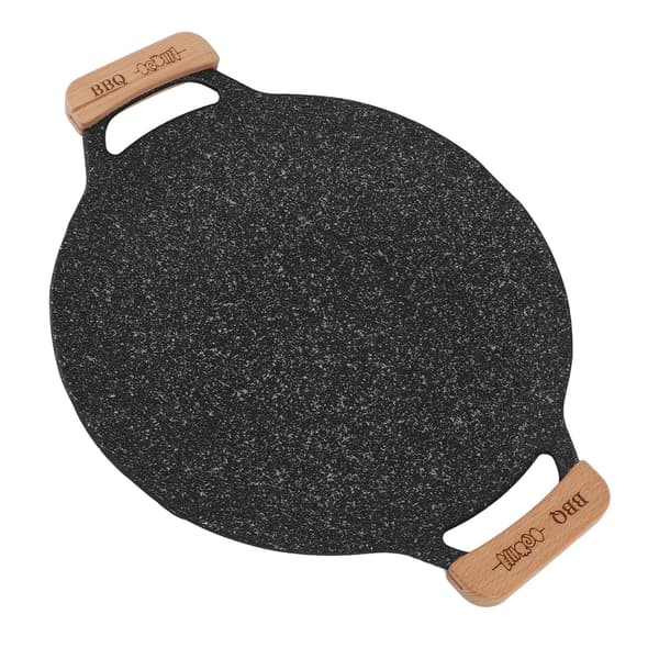 Rund Metall Nonstick BBQ Grillpanne Multifunksjonell Utendørs Camping Grillplate