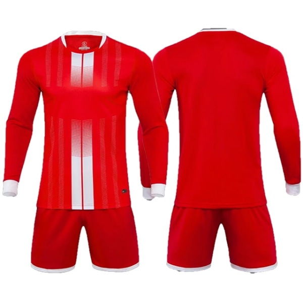 1 sæt brugerdefineret fodboldtrøje til mænd Drenge fodboldtøj sæt langærmet fodbold uniform Voksen målmand Sportsdragt Børn Træningsdragt Red Adult Size XXXL