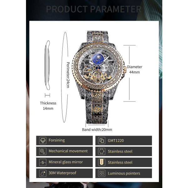Forsining Men Turbillon Automatisk Mechaincal Watch Silver with white noodles