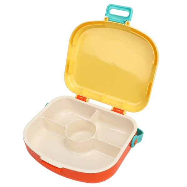 Gul Bento Lunchbox med Separata Fack i ABS, Spänne, Läckagesäker Design, Luftventil, Värmebeständig, Inkluderar Sked och Gaffel Yellow