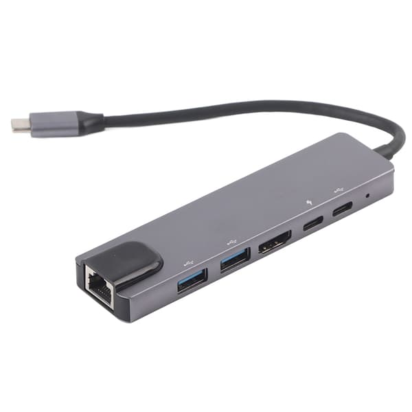 Type C 6 i 1 Hub Multifunksjonell Ekspansjonsdokk UHD HDTV Ethernet HDMI