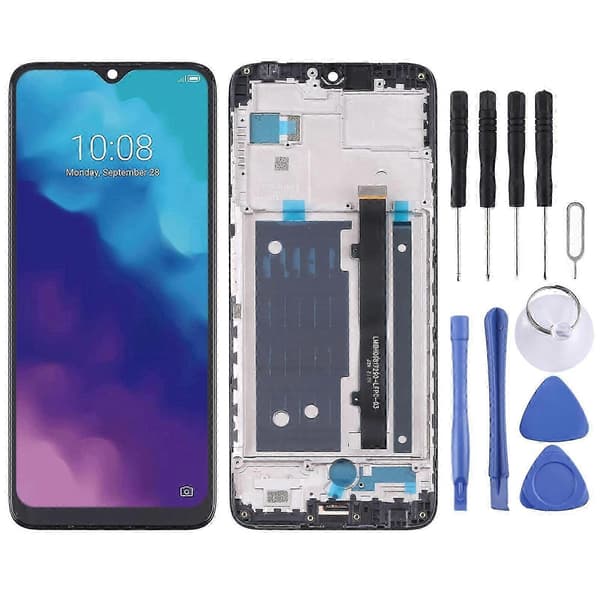 LCD-skärm för ZTE Blade V30 Vita Digitizer komplett montering med ram