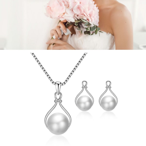 Halsband och örhängen set för kvinnor: Enkelt men elegant silverkedja i legering med pärla, perfekt för att lägga till en touch av sofistikering till din outfit