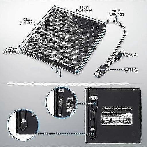 [DT]Ekstern Cd Dvd-afspiller Usb 3.0 Og Typec