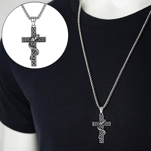 Punk Snake Cross hänge halsband för män