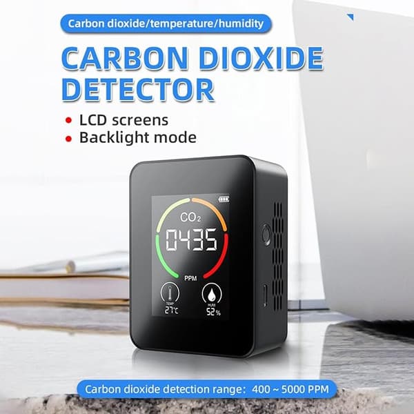 【DT】5-i-1 digital CO2-måler, karbondioksid, USB, luft, HCHO, multifunksjon