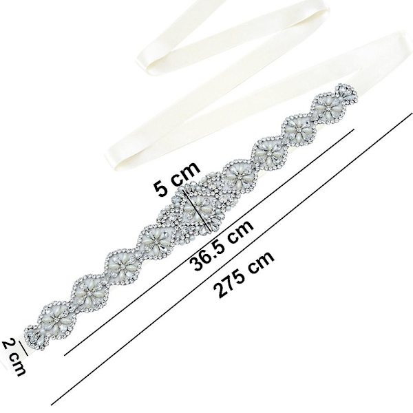 Bridal Rhinestone Bröllopsbälte-Silver Strassbälten för kvinnor