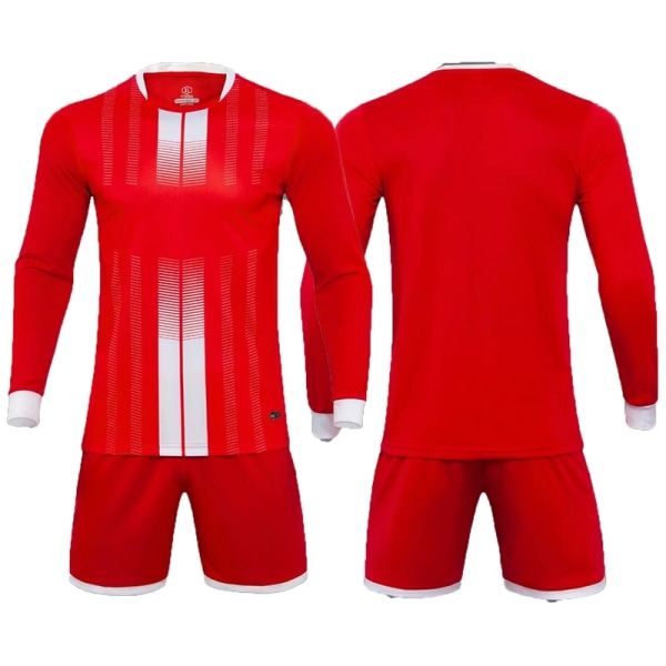1 sæt brugerdefineret fodboldtrøje til mænd Drenge fodboldtøj sæt langærmet fodbold uniform Voksen målmand Sportsdragt Børn Træningsdragt Red Adult Size M
