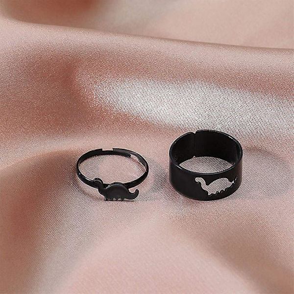 2st Matchande Dinosaur Ringar Set Finger Knuckle Ring För Bröllop