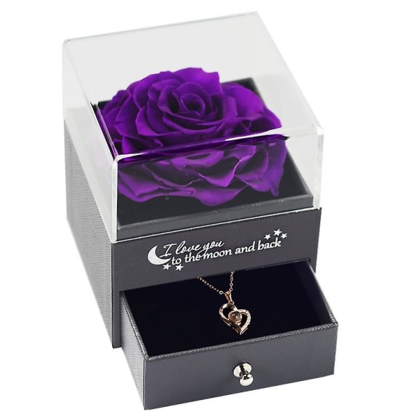 Jeg elsker deg halskjede med lilla rose - romantiske gaver til hennes kone  Kjæreste på jubileum Valentinsdag Bursdagsgaver 823f | Fyndiq