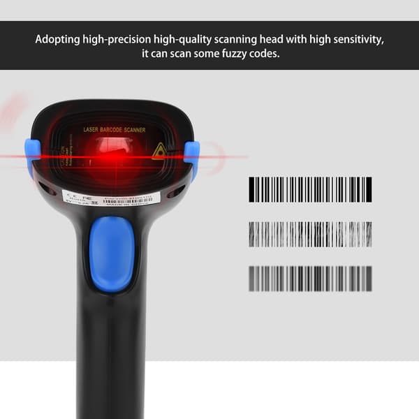Trådløs 24GHz Laser Strekkodeskanner for iOS Android Windows Blå
