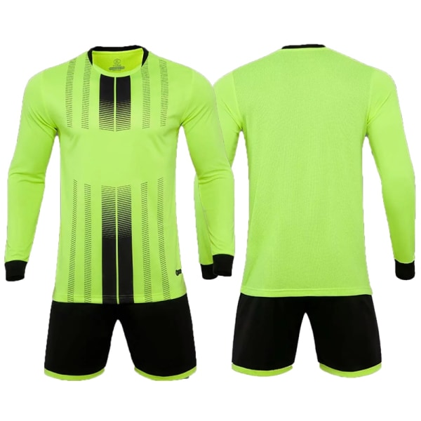 1 set anpassad fotbollströja herr pojkar fotbollskläder set långärmad fotbollsuniform vuxen målvaktsdräkt för barn träningsdräkt fluorescent green Adult Size M