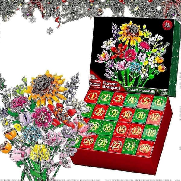Blomsterbukettblokker Julekalender, Jul 24 Dager Solsikkebukett Blindboks