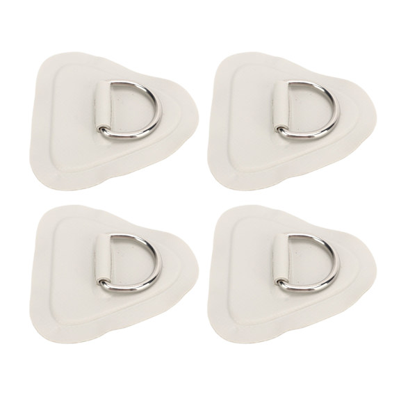 4 stk. D-ring patch i rustfritt stål for oppblåsbar båt, surfebrett, jolle, padlebrett, grå
