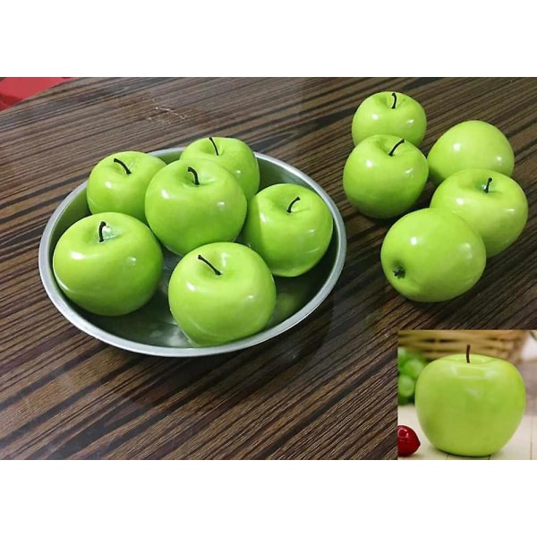 12 st Artificiell naturtrogen Fake Green Apple Set Fake Fruit