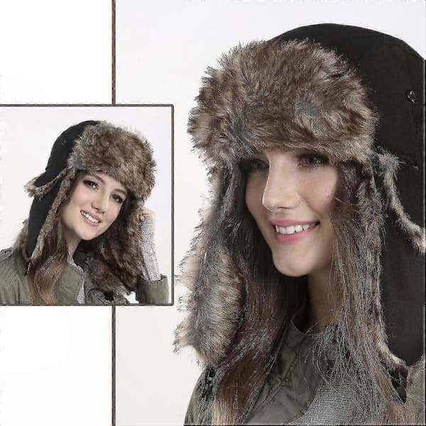 Vinterhue Ushanka med øreklapper Varm kunstpels Trooper-stil skihue til mænd og kvinder