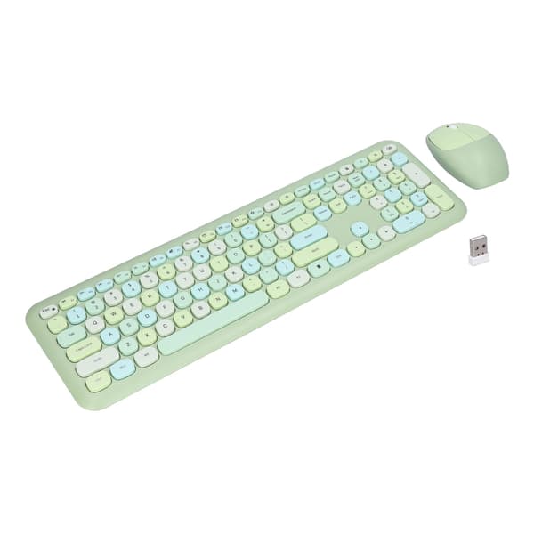 Retro Multi Farve 2.4G Trådløst Tastatur og Mus Combo Grøn