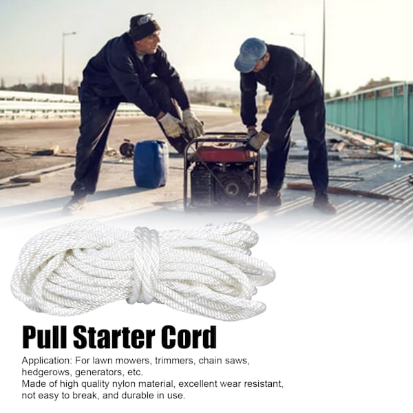 10m Nylon Startsnor for Motorsager, Gressklippere & Trimmere - 3.5mm Tykkelse