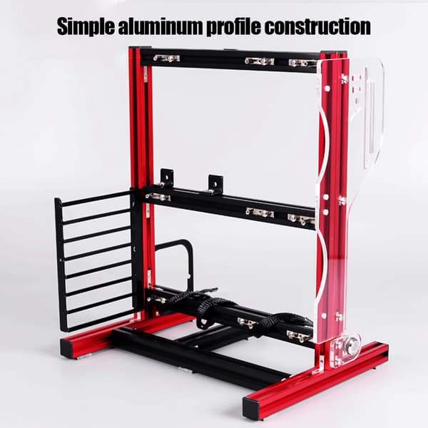 ATX Micro ATX Mini ITX Åpent Aluminium Ramme Chassis Stativ Rød