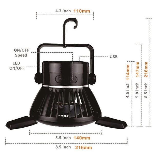 Solarventilatorlampe Campingudstyr Campinglamper USB Genopladelige Bærbare Teltlamper