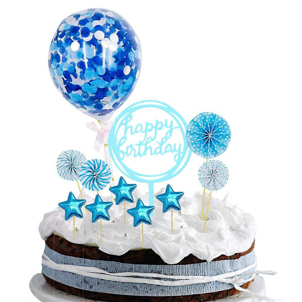 Star Ballon Grattis på födelsedagen Banner Cake Topper Dekoration 11Pcs