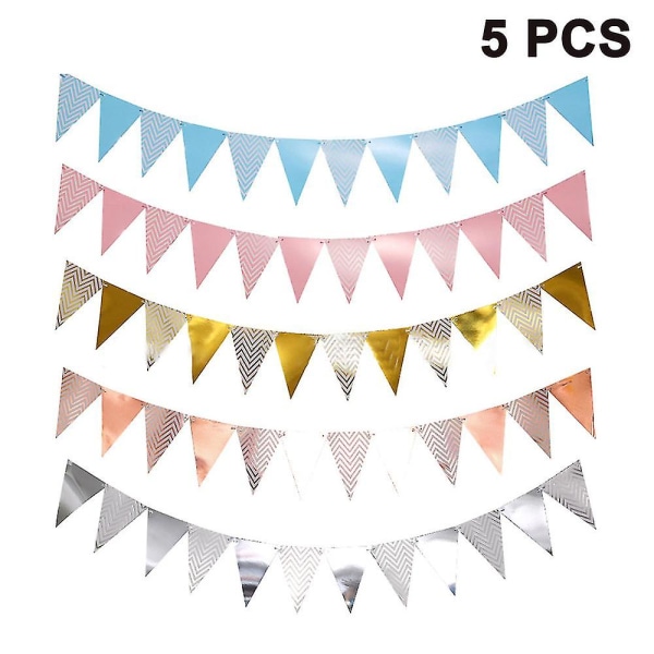 5 st Färgglada vimpelflaggor Banner Papper Flagga Party Dekoration