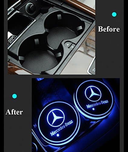2X Mercedes logotyp LED basplatta för mugghållare Silver[dt] Silver one size